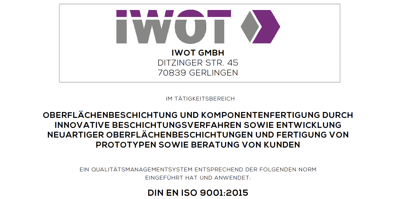 Zertifikat IWOT